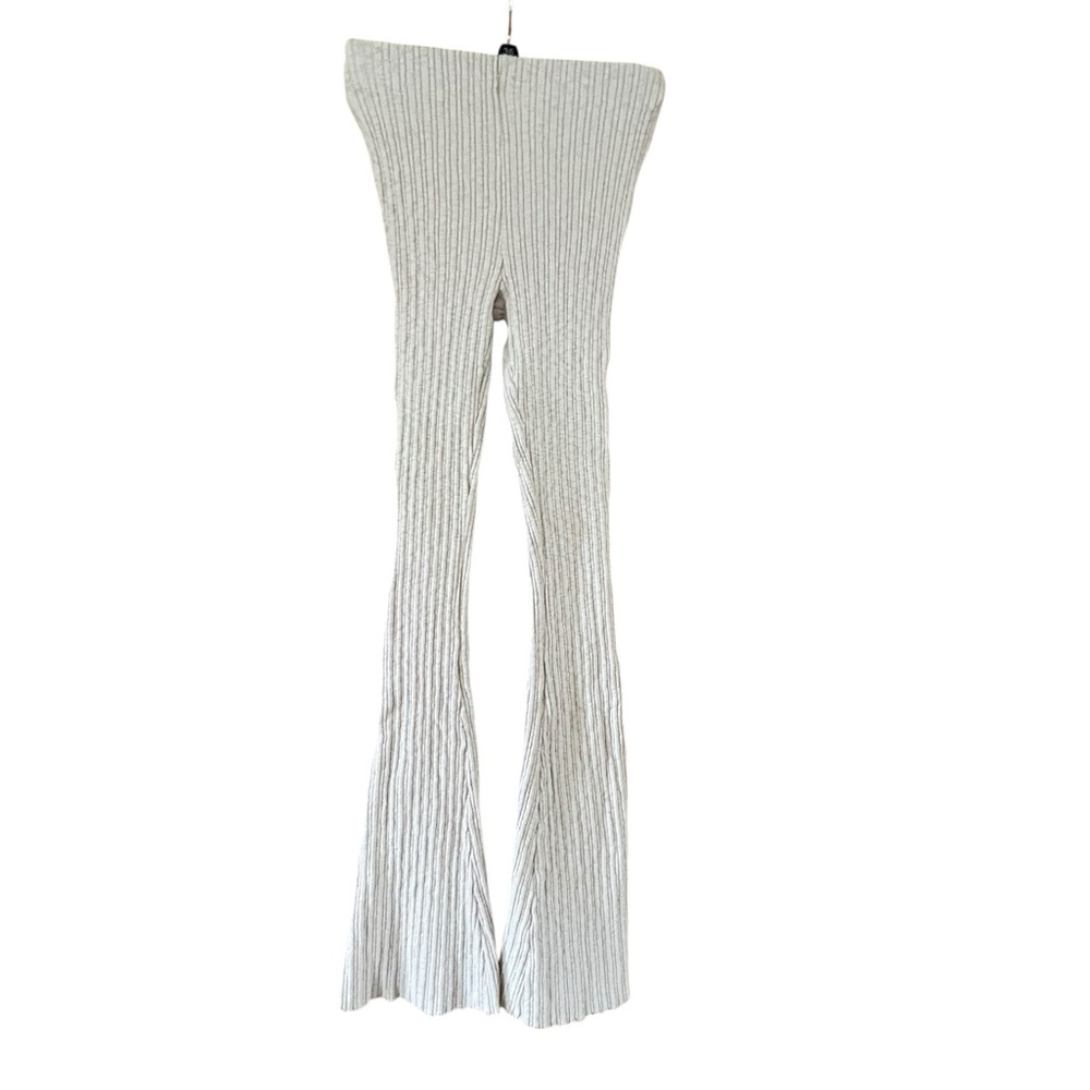 Urban Outfitters Cream Ribbed Flare Leggings